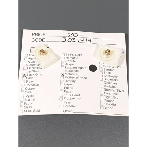 Vintage Karla Jordan Black Onyx Brass Copper Stacked Bead Dangle Pierced Earring - Picture 5 of 7